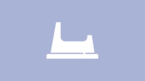 Icono blanco del orinal bebé aislado sobre fondo púrpura. Olla de cámara. Animación gráfica de vídeo 4K — Vídeo de stock