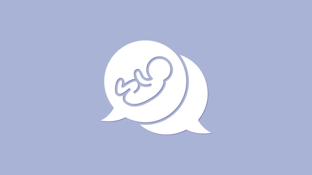 Beyaz Bebek simgesi mor arkaplanda izole edilmiş. 4K Video hareketli grafik canlandırması — Stok video