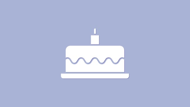 진주색 배경에 촛불이 타오른 화이트 케이크. 생일 축하 해. 4K 비디오 모션 그래픽 애니메이션 — 비디오