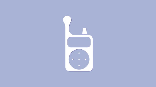 Monitor de bebé blanco Walkie Talkie icono aislado sobre fondo púrpura. Animación gráfica de vídeo 4K — Vídeos de Stock