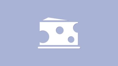 Beyaz Peynir simgesi mor arkaplanda izole edilmiş. 4K Video hareketli grafik canlandırması