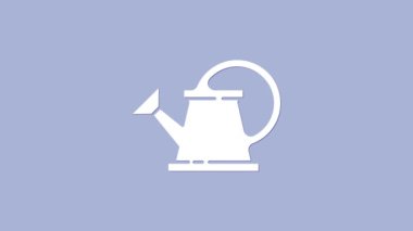 Beyaz sulama kutusu simgesi mor arkaplanda izole edildi. Sulama sembolü. 4K Video hareketli grafik canlandırması