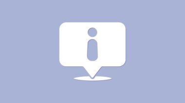 Mor arkaplanda beyaz bilgi simgesi izole edildi. 4K Video hareketli grafik canlandırması