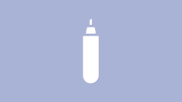 Icône de stylo marqueur blanc isolé sur fond violet. Animation graphique de mouvement vidéo 4K — Video