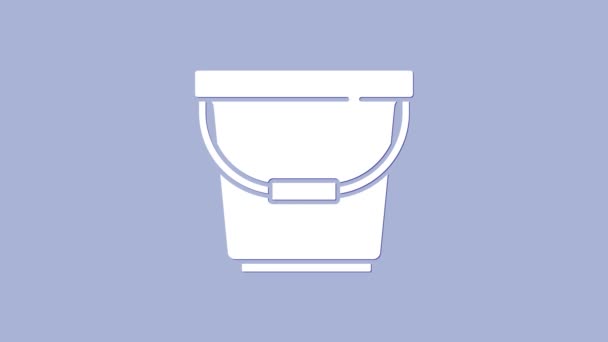White Bucket icon isolated on purple background. 4K Video motion graphic animation — Stock Video