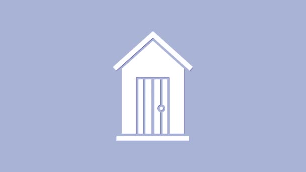 紫色の背景に隔離されたホワイトハウスのアイコン。4Kビデオモーショングラフィックアニメーション — ストック動画