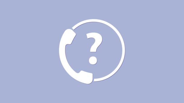 White Telephone 24 Stunden Support-Symbol isoliert auf violettem Hintergrund. Ganztägiges Kundendienst-Call-Center. Vollzeit-Rufdienste. 4K Video Motion Grafik Animation — Stockvideo