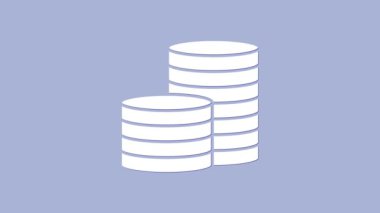 Beyaz Sikke para simgesi mor arka planda izole. Bankacılık işareti. Para sembolü. 4K Video hareketli grafik canlandırması