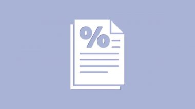 Beyaz Finans belgesi simgesi mor arkaplanda izole edildi. Fatura ya da fatura konsepti için kağıt banka belgesi. 4K Video hareketli grafik canlandırması