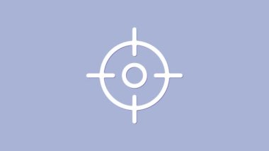 Beyaz Hedef spor simgesi mor arka planda izole edildi. Atış mesafesi ya da atış mesafesi için sayıları olan temiz bir hedef. 4K Video hareketli grafik canlandırması