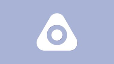 Mor arkaplanda beyaz tebeşir ikonu izole edildi. 4K Video hareketli grafik canlandırması