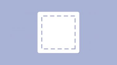 Mor arkaplanda izole edilmiş beyaz dikiş deseni simgesi. Dikiş için işaretler. 4K Video hareketli grafik canlandırması