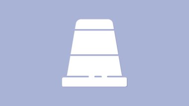 Mor arkaplanda izole edilmiş ikon dikmek için Beyaz Yüksük. 4K Video hareketli grafik canlandırması