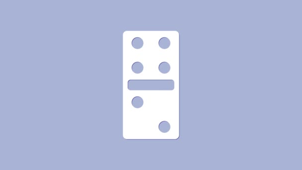 Icono Domino blanco aislado sobre fondo púrpura. Animación gráfica de vídeo 4K — Vídeo de stock
