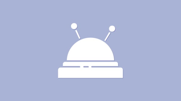 Ago bianco letto e aghi icona isolata su sfondo viola. Tema fatto a mano e cucito. Animazione grafica 4K Video motion — Video Stock