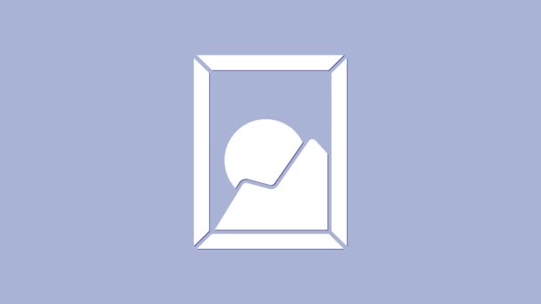 Image blanche icône de paysage isolé sur fond violet. Animation graphique de mouvement vidéo 4K — Video