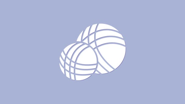 Ikona białej włóczki wyizolowana na fioletowym tle. Etykieta dla ręcznie robionych, dzierganych lub szydełkujących. 4K Animacja graficzna ruchu wideo — Wideo stockowe