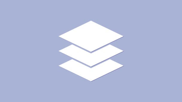 Strati bianchi abbigliamento icona tessile isolato su sfondo viola. Elemento di caratteristiche del tessuto. Animazione grafica 4K Video motion — Video Stock