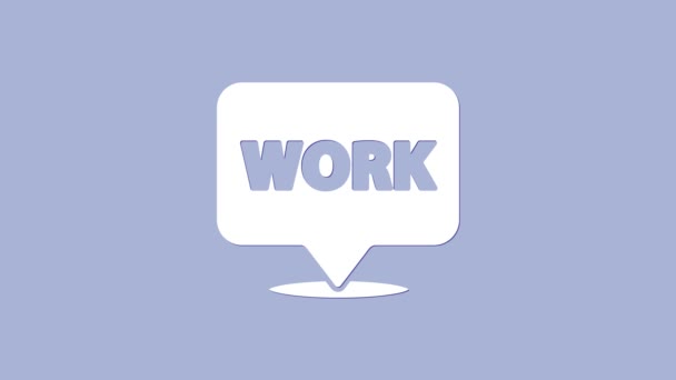 Fehér Helyszín szöveges munka ikon elszigetelt lila háttér. 4K Videó mozgás grafikus animáció — Stock videók