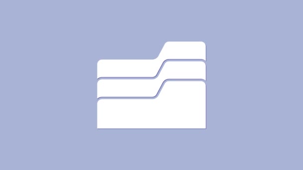 Bílá ikona složky dokumentu izolovaná na fialovém pozadí. Symbol účetního pořadače. Vedení účetnictví. Grafická animace pohybu videa 4K — Stock video