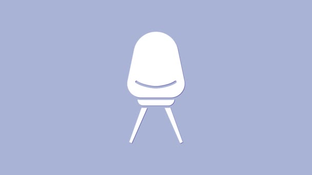 Icono de silla de oficina blanco aislado sobre fondo púrpura. Animación gráfica de vídeo 4K — Vídeos de Stock