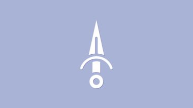 Beyaz Hançer simgesi mor arkaplanda izole edilmiş. Bıçak ikonu. Keskin bıçaklı kılıç. 4K Video hareketli grafik canlandırması