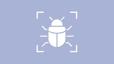 Beyaz Sistem hata konsepti simgesi mor arkaplanda izole edildi. Kod hatası konsepti. Sistemde hata var. Böcek araması. 4K Video hareketli grafik canlandırması