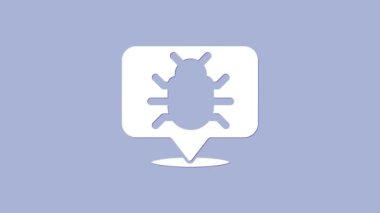 Beyaz Sistem hata konsepti simgesi mor arkaplanda izole edildi. Kod hatası konsepti. Sistemde hata var. Böcek araması. 4K Video hareketli grafik canlandırması