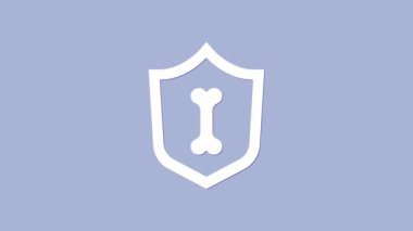 Beyaz Hayvan Sağlık Sigortası ikonu mor arka planda izole edilmiş. Hayvan koruma konsepti. 4K Video hareketli grafik canlandırması