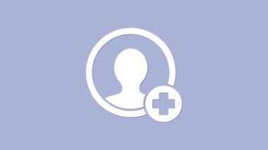 Mor arkaplanda izole edilmiş beyaz hesap ekran simgesi oluştur. 4K Video hareketli grafik canlandırması