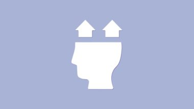 Beyaz insan simgesi kullanıcısı mor arkaplanda izole edildi. İş simgesi kullanıcı profili simgesi simgesi. Erkek kullanıcı işareti. 4K Video hareketli grafik canlandırması