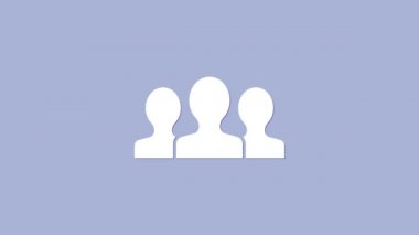 Beyaz Kullanıcılar grubunun simgesi mor arkaplanda izole edildi. Bir grup insan ikonu. İş simgesi - kullanıcı profili simgesi. 4K Video hareketli grafik canlandırması