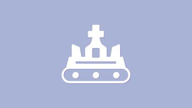 Mor arkaplanda beyaz İngiliz taç ikonu var. 4K Video hareketli grafik canlandırması