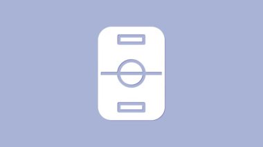 Beyaz hokey masası simgesi mor arkaplanda izole edilmiş. 4K Video hareketli grafik canlandırması