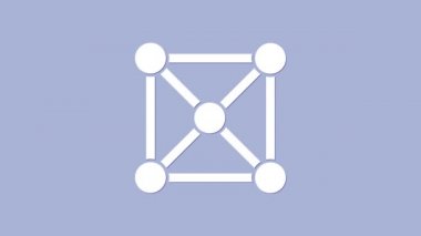 Beyaz engelleme teknolojisi simgesi mor arka planda izole edildi. Kripto para birimi verileri. Soyut geometrik blok zincir ağ teknolojisi işi. 4K Video hareketli grafik canlandırması