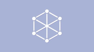 Beyaz engelleme teknolojisi simgesi mor arka planda izole edildi. Kripto para birimi verileri. Soyut geometrik blok zincir ağ teknolojisi işi. 4K Video hareketli grafik canlandırması