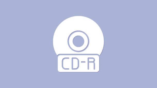 Icono de CD o DVD blanco aislado sobre fondo púrpura. Signo de disco compacto. Animación gráfica de vídeo 4K — Vídeos de Stock