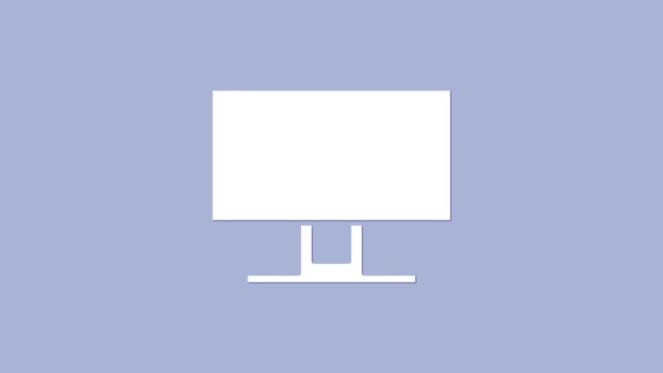 Ícone de TV inteligente branco isolado no fundo roxo. Sinal de televisão. Animação gráfica em movimento de vídeo 4K — Vídeo de Stock