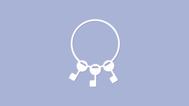 Fehér Bunch kulcsok ikon elszigetelt lila háttér. 4K Videó mozgás grafikus animáció — Stock videók