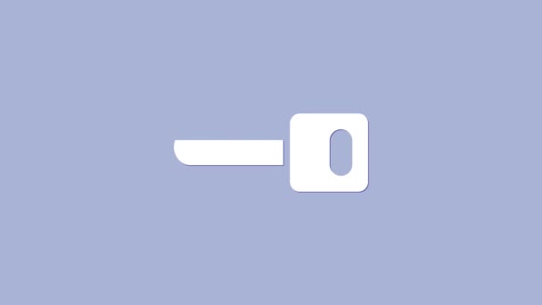 White Key Symbol isoliert auf violettem Hintergrund. 4K Video Motion Grafik Animation — Stockvideo