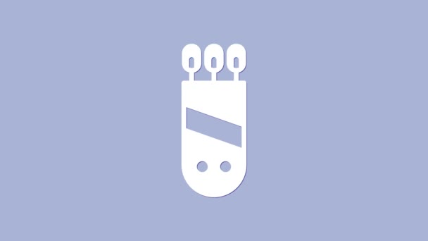 Carcaj blanco con flechas icono aislado sobre fondo púrpura. Animación gráfica de vídeo 4K — Vídeo de stock