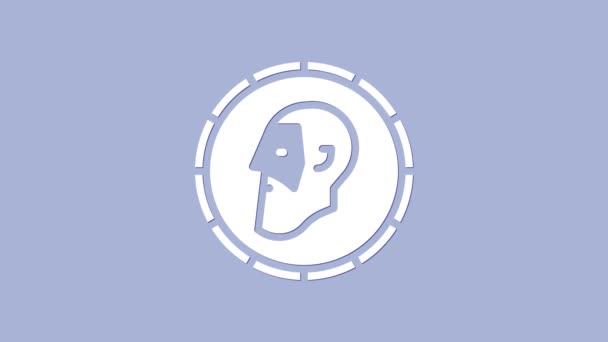 Icono blanco de moneda antigua aislado sobre fondo púrpura. Animación gráfica de vídeo 4K — Vídeos de Stock