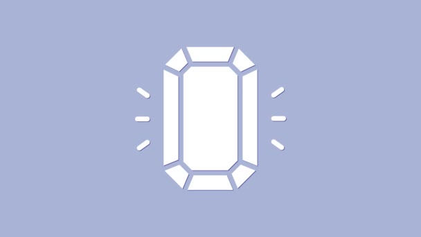 Ikona Bílého diamantu izolovaná na fialovém pozadí. Symbol šperků. Drahokam. Grafická animace pohybu videa 4K — Stock video