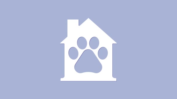 White Pet house icon isolated on purple background. 4K Video motion graphic animation — Stock Video