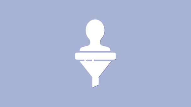Белоголовая охотничья икона выделена на фиолетовом фоне. Бизнес-цель или знак занятости. Человеческий ресурс и вербовка для бизнеса. Видеографическая анимация 4K — стоковое видео