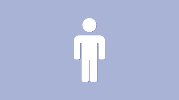Білий користувач значок людини ізольовано на фіолетовому фоні. Піктограма профілю користувача ділового аватара. Чоловічий знак користувача. 4K Відео рух графічна анімація — стокове відео