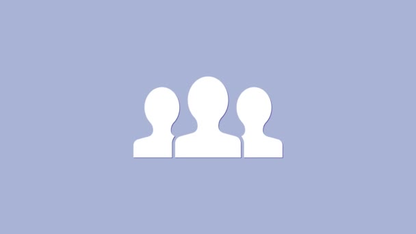Biali Użytkownicy ikona grupy izolowane na fioletowym tle. Ikona grupy ludzi. Symbol awatara biznesowego - ikona profilu użytkownika. 4K Animacja graficzna ruchu wideo — Wideo stockowe