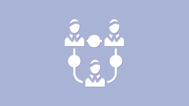 Icono base del equipo del Proyecto Blanco aislado sobre fondo púrpura. Análisis y planificación empresarial, consultoría, trabajo en equipo, gestión de proyectos. Animación gráfica de vídeo 4K — Vídeo de stock