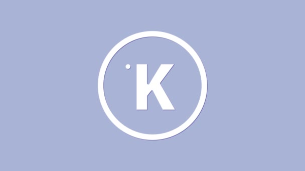 Иконка белого кельвина выделена на фиолетовом фоне. Видеографическая анимация 4K — стоковое видео