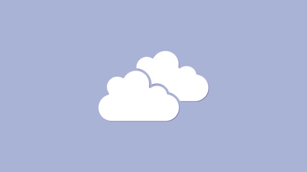 Icona Nuvola Bianca isolata su sfondo viola. Animazione grafica 4K Video motion — Video Stock